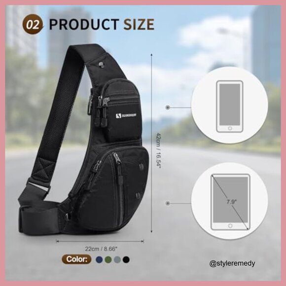 Nylon Sling Backpack Crossbody Bag for Outdoor Travel Daypack main image 5